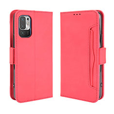 Leather Case Stands Flip Cover Holder BY3 for Xiaomi Redmi Note 10 JE 5G Red