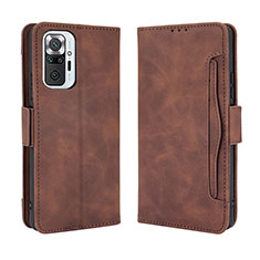 Leather Case Stands Flip Cover Holder BY3 for Xiaomi Redmi Note 10 Pro Max Brown