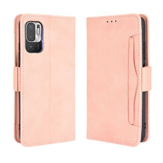 Leather Case Stands Flip Cover Holder BY3 for Xiaomi Redmi Note 10T 5G Pink