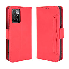 Leather Case Stands Flip Cover Holder BY3 for Xiaomi Redmi Note 11 4G (2021) Red