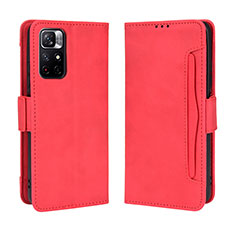 Leather Case Stands Flip Cover Holder BY3 for Xiaomi Redmi Note 11 5G Red