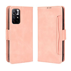 Leather Case Stands Flip Cover Holder BY3 for Xiaomi Redmi Note 11T 5G Pink