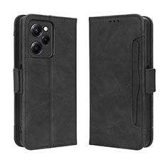Leather Case Stands Flip Cover Holder BY3 for Xiaomi Redmi Note 12 Pro Speed 5G Black