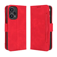 Leather Case Stands Flip Cover Holder BY3 for Xiaomi Redmi Note 12 Turbo 5G Red