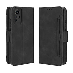 Leather Case Stands Flip Cover Holder BY3 for Xiaomi Redmi Note 12S Black