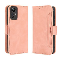 Leather Case Stands Flip Cover Holder BY3 for Xiaomi Redmi Note 12S Pink