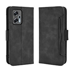 Leather Case Stands Flip Cover Holder BY3 for Xiaomi Redmi Note 12T Pro 5G Black