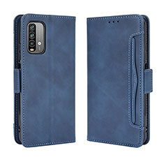 Leather Case Stands Flip Cover Holder BY3 for Xiaomi Redmi Note 9 4G Blue