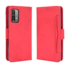 Leather Case Stands Flip Cover Holder BY3 for Xiaomi Redmi Note 9 4G Red