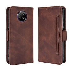 Leather Case Stands Flip Cover Holder BY3 for Xiaomi Redmi Note 9 5G Brown