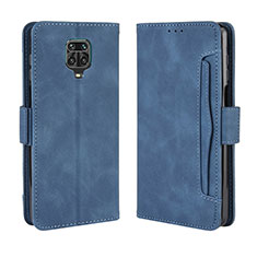 Leather Case Stands Flip Cover Holder BY3 for Xiaomi Redmi Note 9S Blue