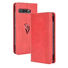 Leather Case Stands Flip Cover Holder BY4 for Asus ROG Phone 3 Red