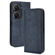 Leather Case Stands Flip Cover Holder BY4 for Asus ZenFone 10 Blue