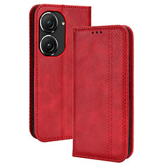 Leather Case Stands Flip Cover Holder BY4 for Asus ZenFone 10 Red