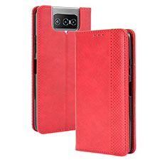 Leather Case Stands Flip Cover Holder BY4 for Asus ZenFone 8 Flip ZS672KS Red