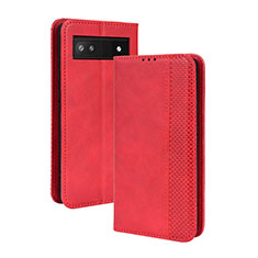 Leather Case Stands Flip Cover Holder BY4 for Google Pixel 6a 5G Red