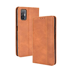 Leather Case Stands Flip Cover Holder BY4 for HTC Desire 21 Pro 5G Brown