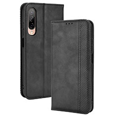Leather Case Stands Flip Cover Holder BY4 for HTC Desire 22 Pro 5G Black