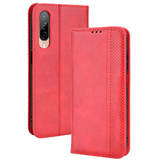 Leather Case Stands Flip Cover Holder BY4 for HTC Desire 22 Pro 5G Red