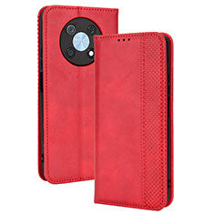 Leather Case Stands Flip Cover Holder BY4 for Huawei Enjoy 50 Pro Red