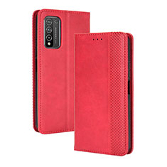 Leather Case Stands Flip Cover Holder BY4 for Huawei Honor 10X Lite Red