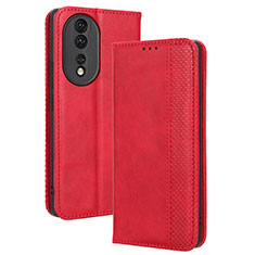 Leather Case Stands Flip Cover Holder BY4 for Huawei Honor 80 5G Red