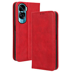 Leather Case Stands Flip Cover Holder BY4 for Huawei Honor 90 Lite 5G Red