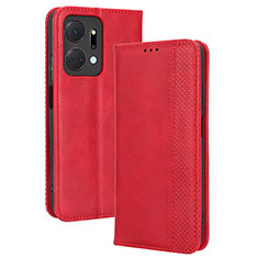 Leather Case Stands Flip Cover Holder BY4 for Huawei Honor X7a Red