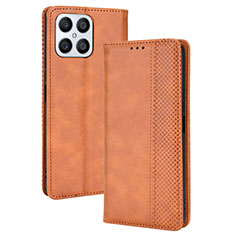 Leather Case Stands Flip Cover Holder BY4 for Huawei Honor X8 4G Brown