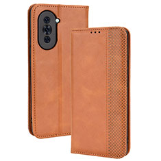 Leather Case Stands Flip Cover Holder BY4 for Huawei Nova 10 Pro Brown