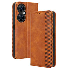 Leather Case Stands Flip Cover Holder BY4 for Huawei Nova 11i Brown