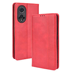 Leather Case Stands Flip Cover Holder BY4 for Huawei Nova 9 Pro Red