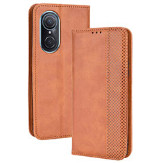 Leather Case Stands Flip Cover Holder BY4 for Huawei Nova 9 SE Brown