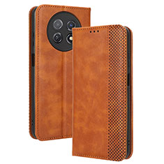 Leather Case Stands Flip Cover Holder BY4 for Huawei Nova Y91 Brown