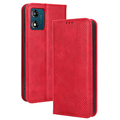 Leather Case Stands Flip Cover Holder BY4 for Motorola Moto E13 Red