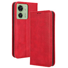 Leather Case Stands Flip Cover Holder BY4 for Motorola Moto Edge (2023) 5G Red