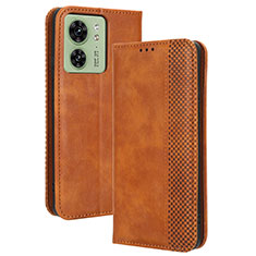 Leather Case Stands Flip Cover Holder BY4 for Motorola Moto Edge 40 5G Brown