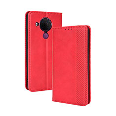 Leather Case Stands Flip Cover Holder BY4 for Nokia 5.4 Red