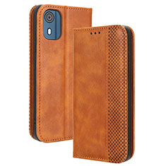 Leather Case Stands Flip Cover Holder BY4 for Nokia C02 Brown