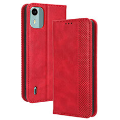 Leather Case Stands Flip Cover Holder BY4 for Nokia C12 Pro Red