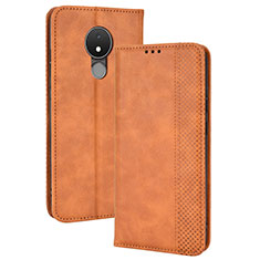 Leather Case Stands Flip Cover Holder BY4 for Nokia C21 Brown