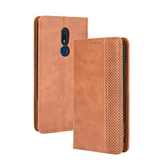 Leather Case Stands Flip Cover Holder BY4 for Nokia C3 Brown