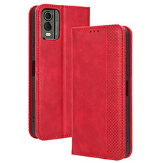 Leather Case Stands Flip Cover Holder BY4 for Nokia C32 Red