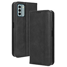 Leather Case Stands Flip Cover Holder BY4 for Nokia G22 Black