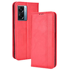 Leather Case Stands Flip Cover Holder BY4 for OnePlus Nord N300 5G Red