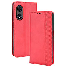 Leather Case Stands Flip Cover Holder BY4 for Oppo A1 5G Red