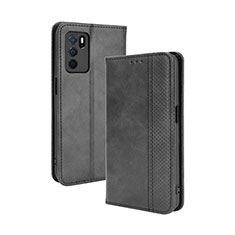Leather Case Stands Flip Cover Holder BY4 for Oppo A16s Black