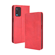 Leather Case Stands Flip Cover Holder BY4 for Oppo A54 4G Red