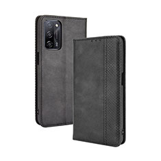 Leather Case Stands Flip Cover Holder BY4 for Oppo A55 5G Black