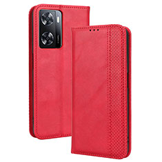 Leather Case Stands Flip Cover Holder BY4 for Oppo A57 4G Red